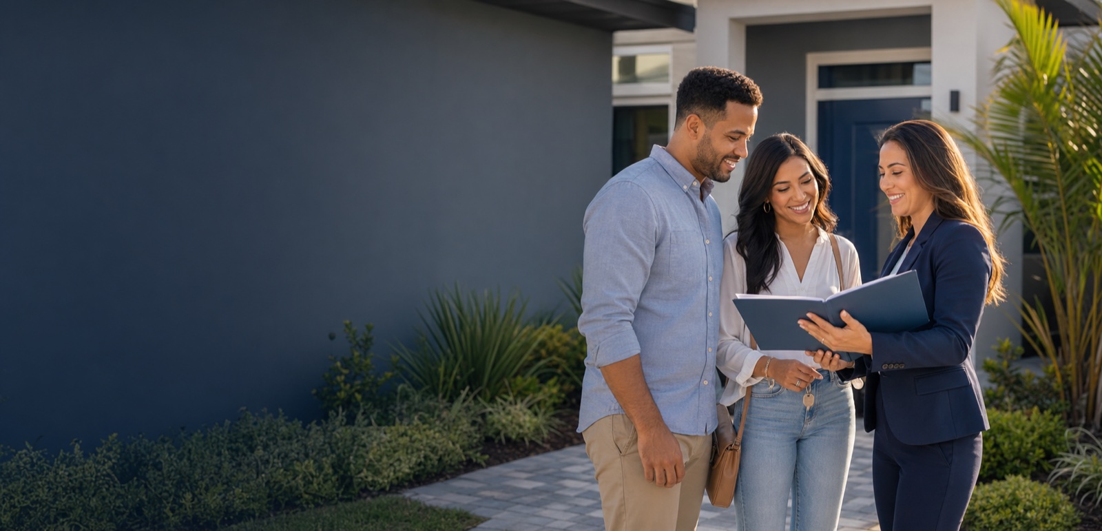 A couple reviewing mortgage documents with an advisor